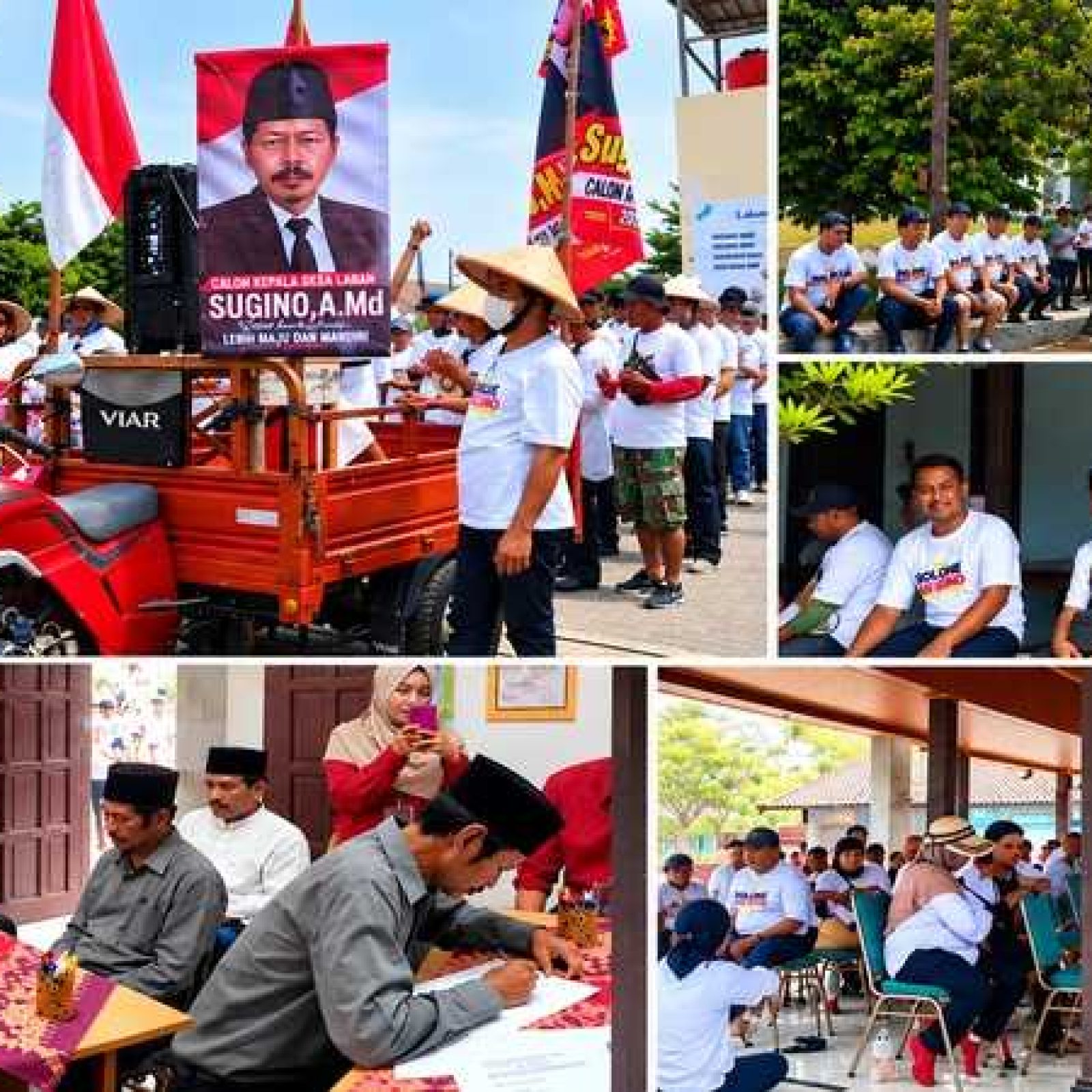 Sugino A.Md. (Gino) bersama pendukung saat mengikuti rangkaian pendaftaran Pilkades Laban 2026