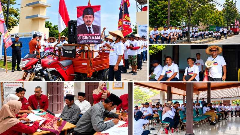 Sugino A.Md. (Gino) bersama pendukung saat mengikuti rangkaian pendaftaran Pilkades Laban 2026